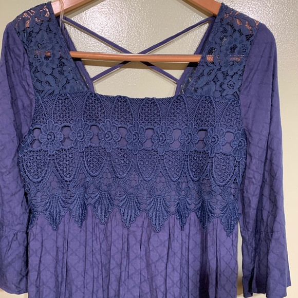 Jolt Navy Blue Crisscross back Dress - Picture 3 of 8